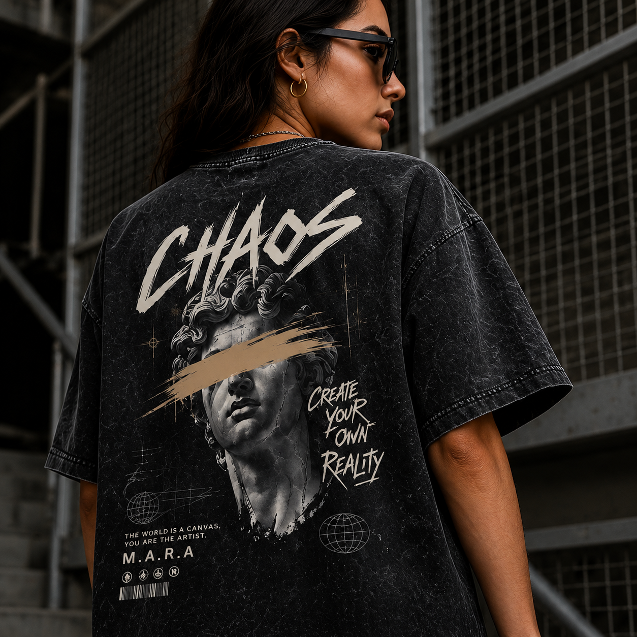 CHAOS | Unisex Acid Washed Oversized Tee